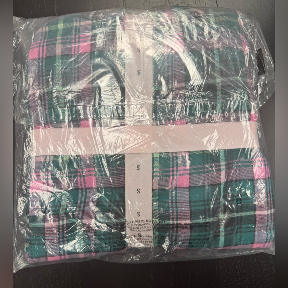 Victoria's Secret Plaid Bedding in Green and Pink